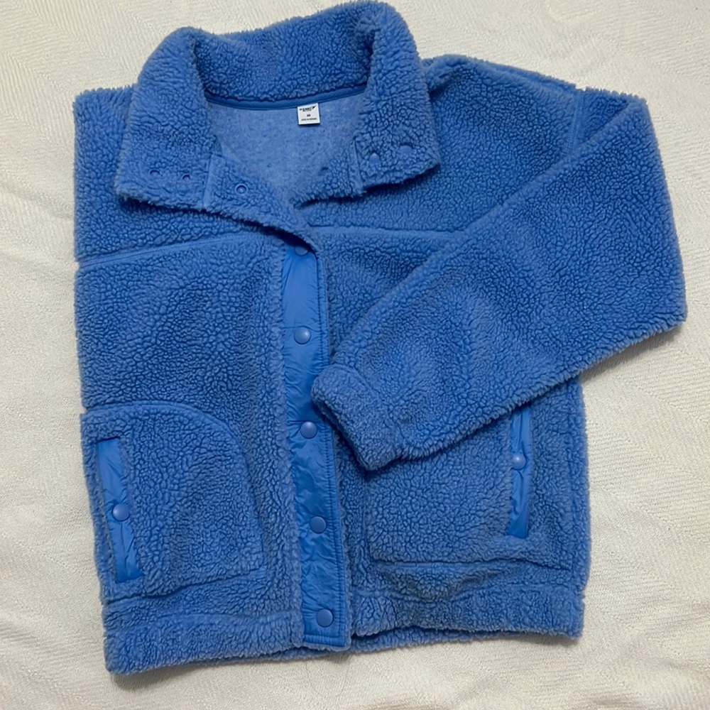 Woman’s cute cropped fuzzy jacket
